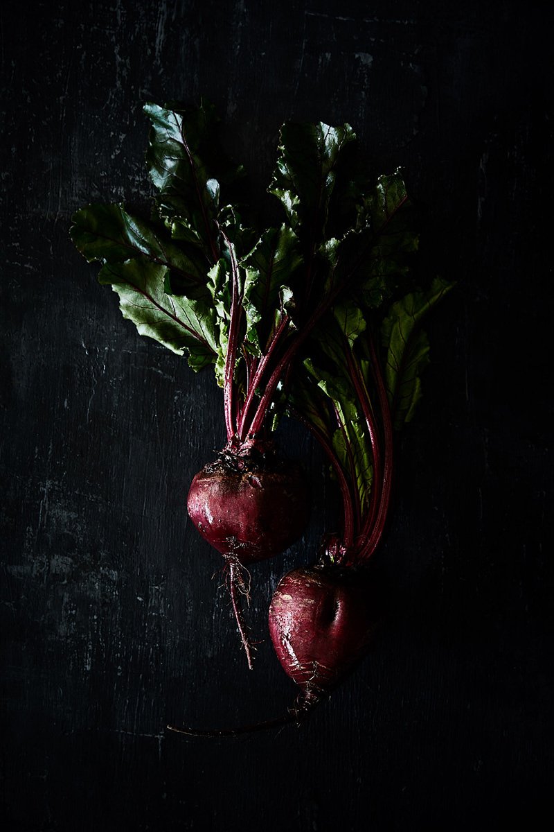 A beetroot bunch with its leaves still attached, RAW by Hannah Caldwell
