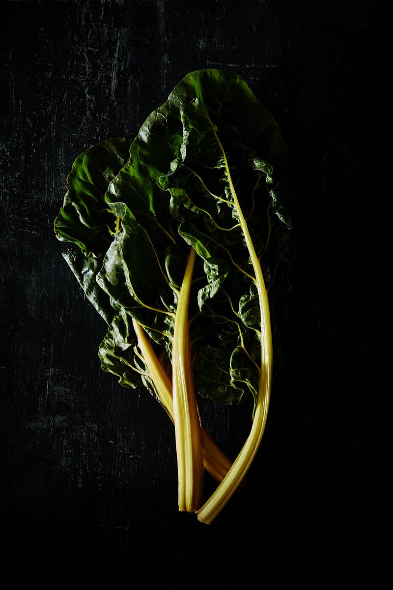 Rainbow chard with golden stems, RAW by Hannah Caldwell